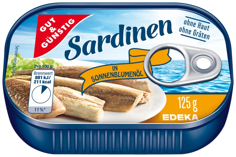 Detailansicht Konserven GUT&GÜNSTIG Sardinen 125g Dose